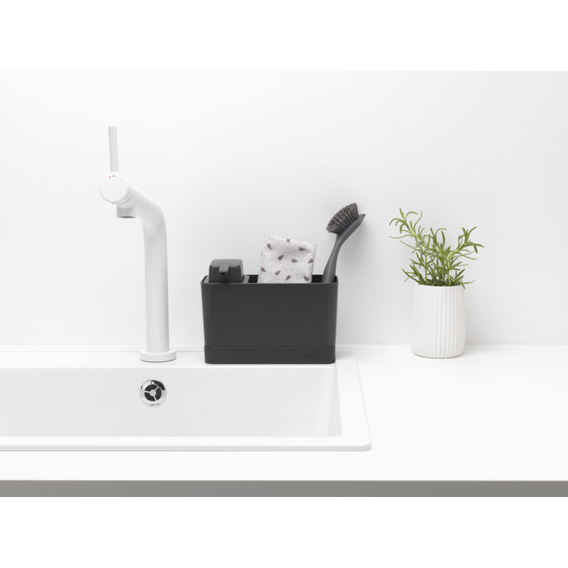 Brabantia Sink Side Organizer with Soap Dispenser Set, Dark Gray