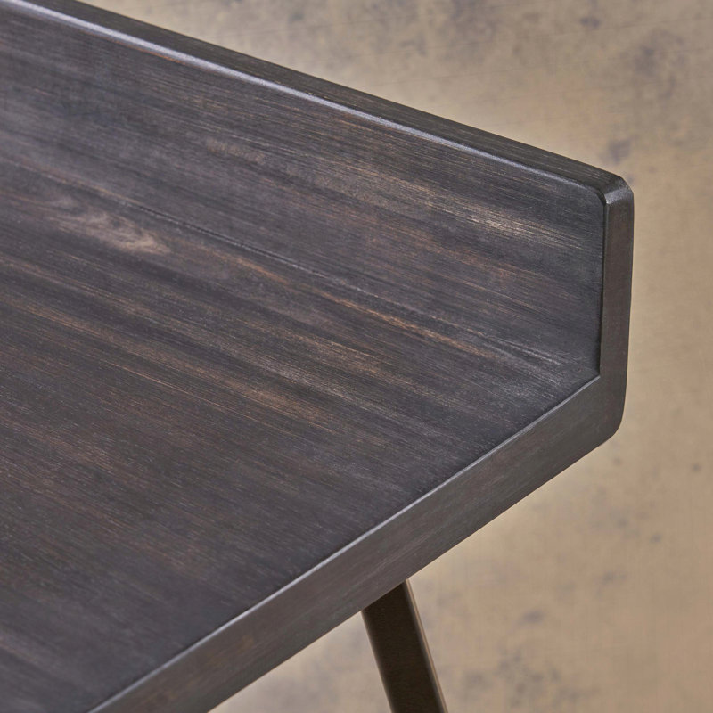 Tabouret de bar en bois d'acacia avec structure en fer (ensemble de 2)