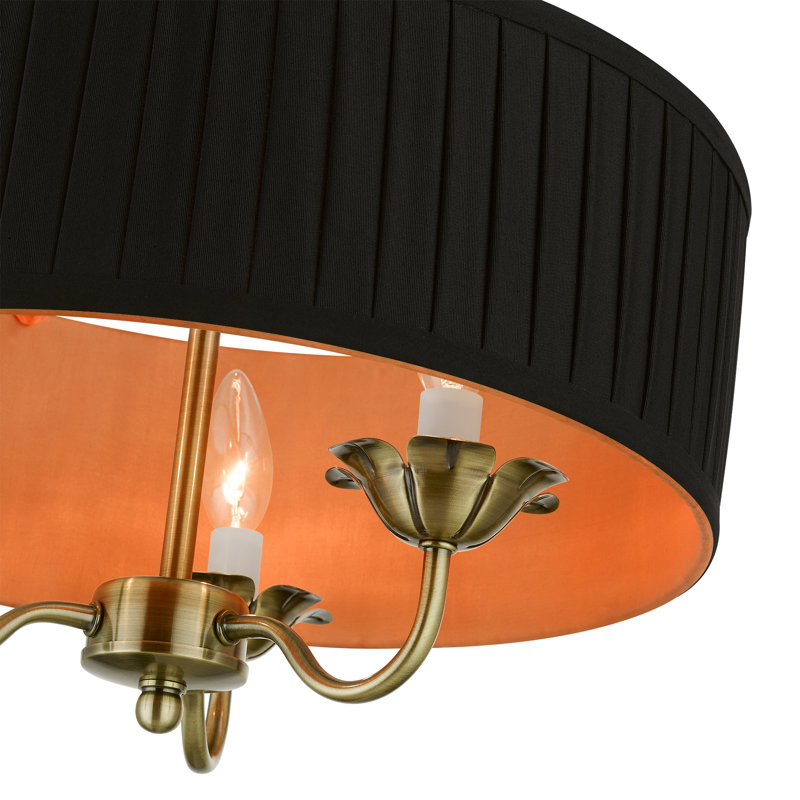 Lustre suspendu en laiton antique 3 lumières, Laiton antique
