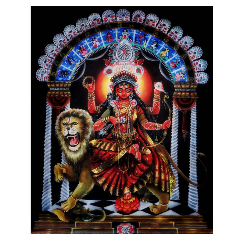 Jagadhatri Devi - Durga | Acrylique sur toile | Par Debasish Mazumder
