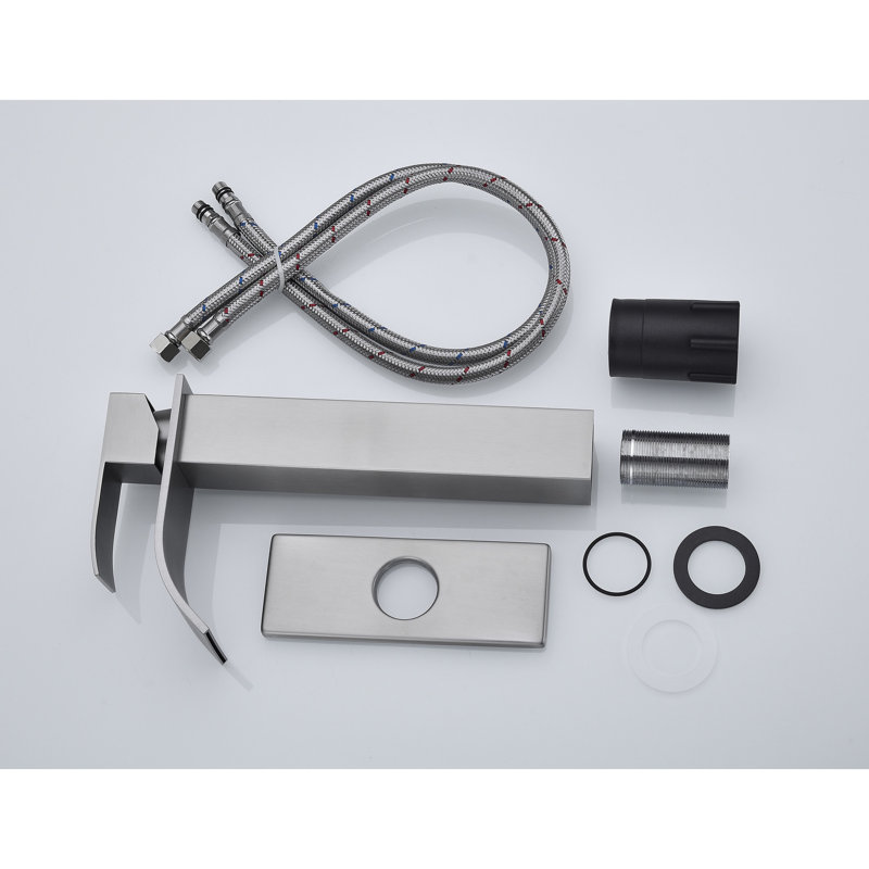 Single Handle Bathroom Faucet With Waterfall Spout And Pop - Up Drain, No Overflow, Stainless Steel, Corrosion Treatment, Gentle Waterfall, Simple Installation For Sinks Without Overflow Sink Spout,