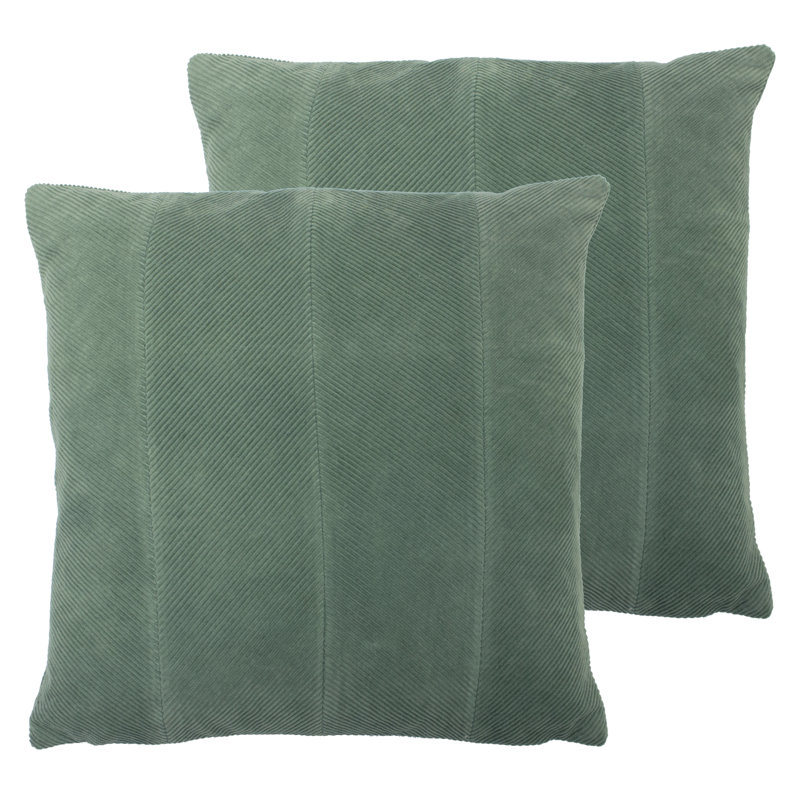 Jagger Geometric Square Throw Cushion, Feathers, Green