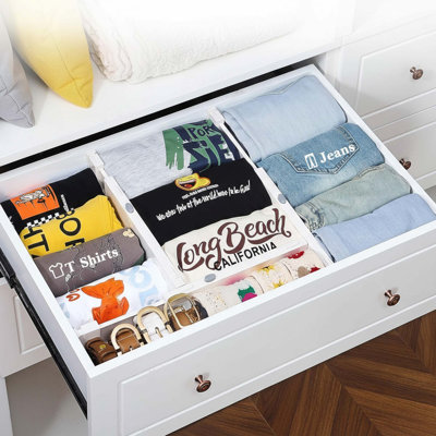 8 Pack 4" High Adjustable Drawer Dividers 11.3"-17" Expandable for Dresser Baby Clothes Kitchen Office
