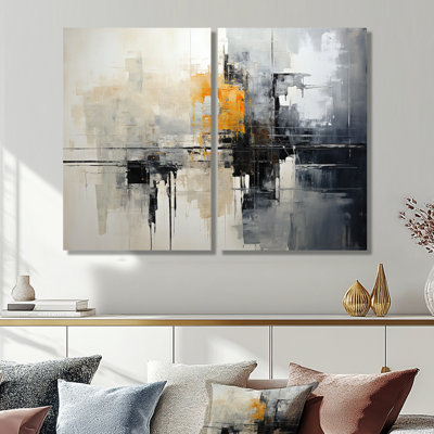 Grey Collage Reflections I - impressions d'art moderne sur toile 2 panneaux