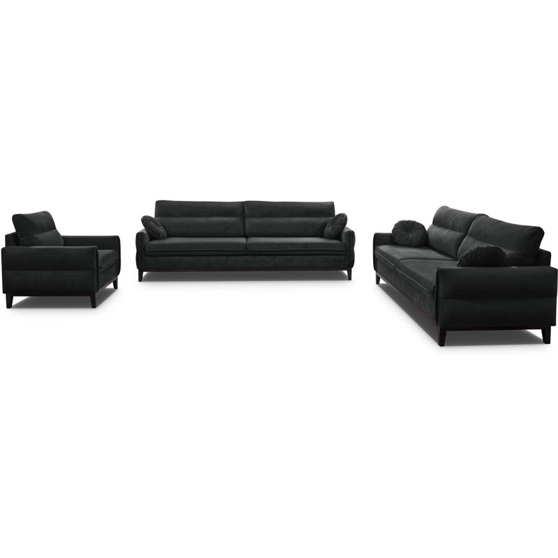 Bhumi 3 - Piece Living Room Set, Dark Grey