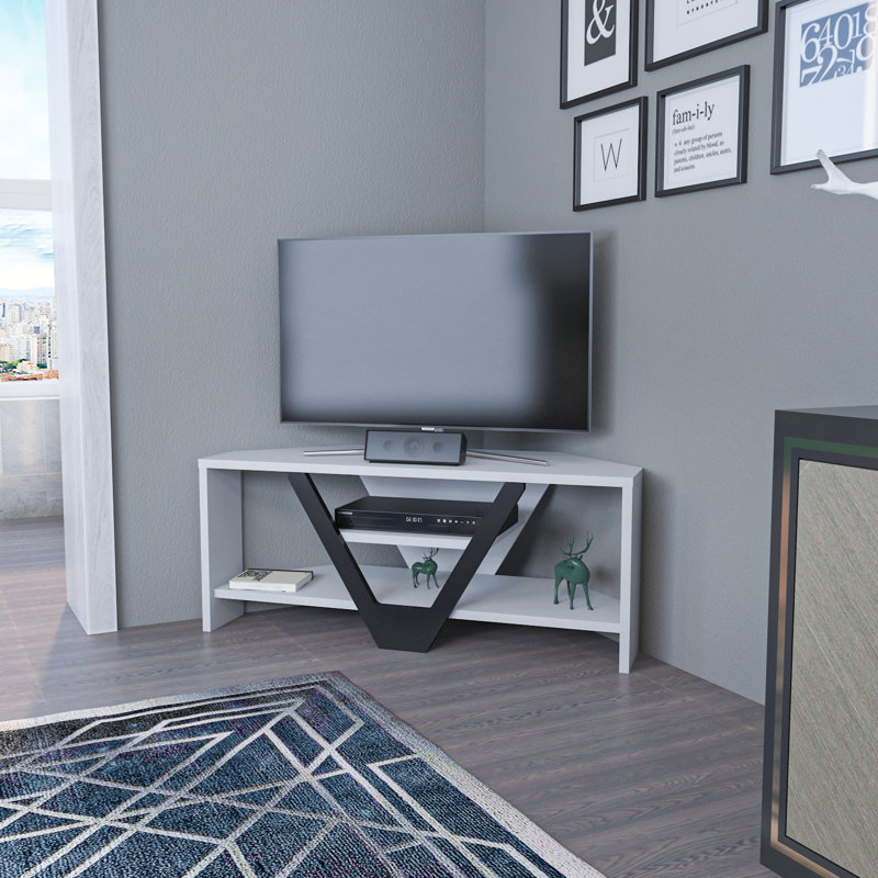 Mikula 35" Corner TV, White/Black