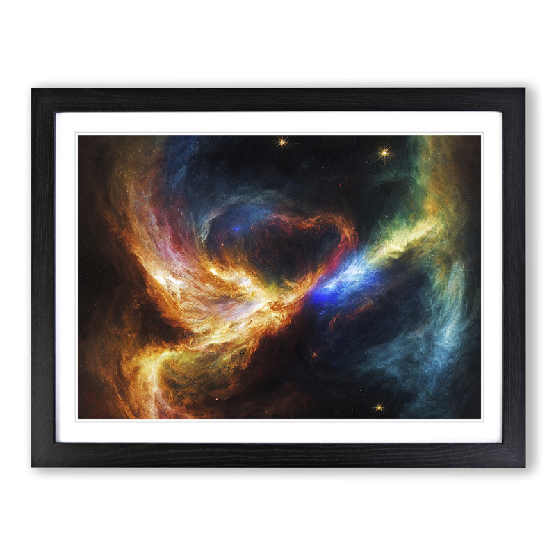 Futuristic Galaxy Vol.4 - Single Picture Frame Print, 25cm H x 34cm W x 2cm D, Black Framed