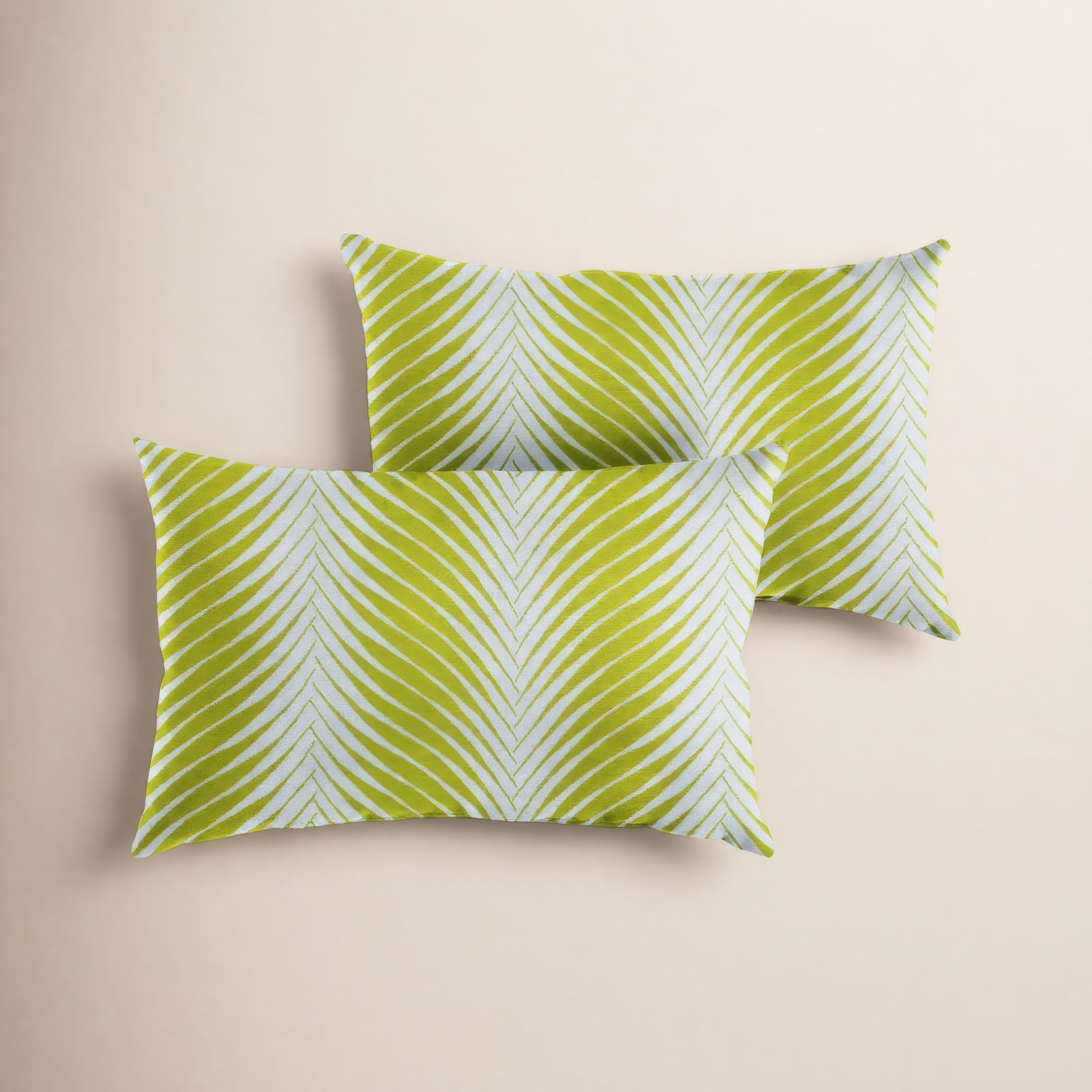New Sunbrella 2023 Striped Sunbrella® Indoor/Outdoor Lumbar Throw Pillow, Green, 12" x 24"