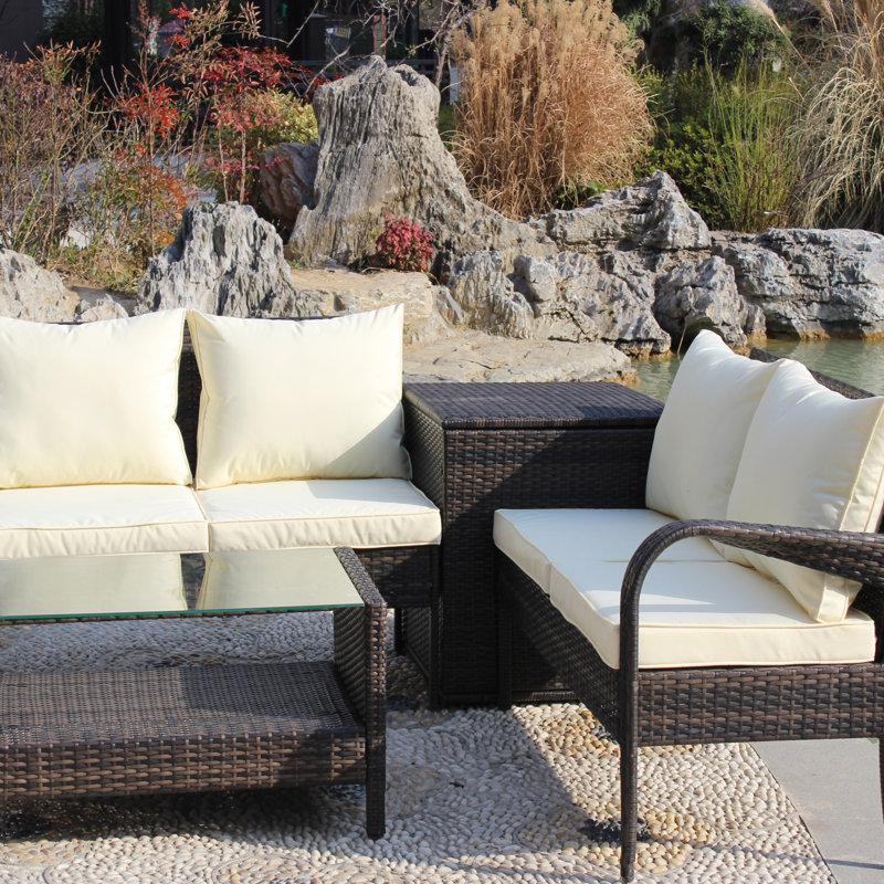 Ensemble de canapé de patio modulaire en osier avec meubles de rangement (canapé de patio)