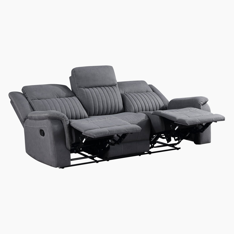 Solida 86"W Microfiber Manual Double Reclining Sofa