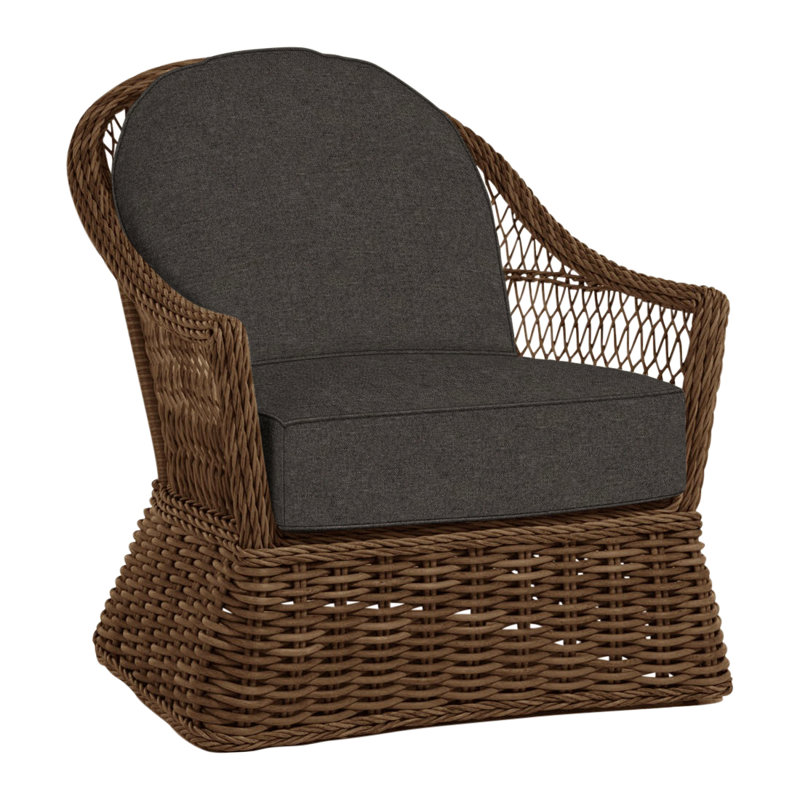 Soho Patio Chair with Cushions, No Welt, Cabana Stripe Midnight, Soho #83 Raffia