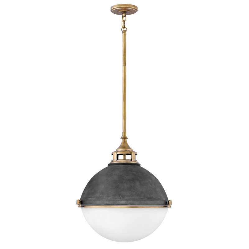 Lustre 2 lumières Kyoto, H 19,75 po x l 18 po x P 18 po, Zinc vieilli