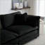Canapés-lits de style moderne Mid-Century à 3 places avec coussins | Structure en bois massif | Noir | Chenille-1594086821