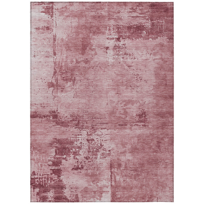 Tapis d'extérieur lavable abstrait 10 pi x 14 pi rosé