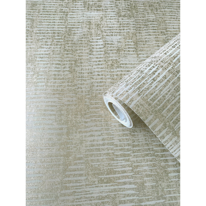 Elegance Collection Stripy Shimmer Wallpaper Roll, Beige