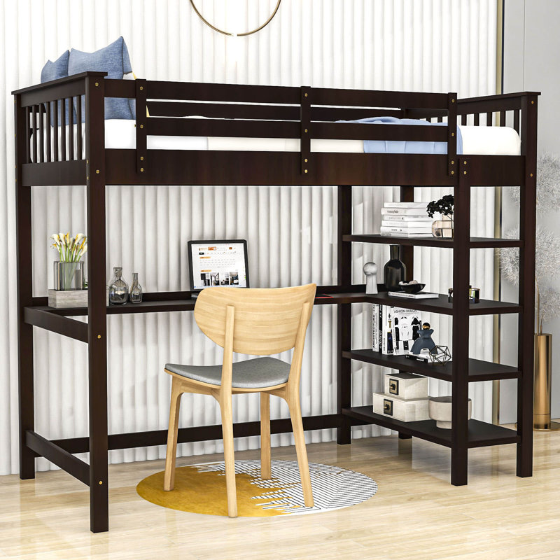 Ettie Kids Loft Bed, Espresso, Twin