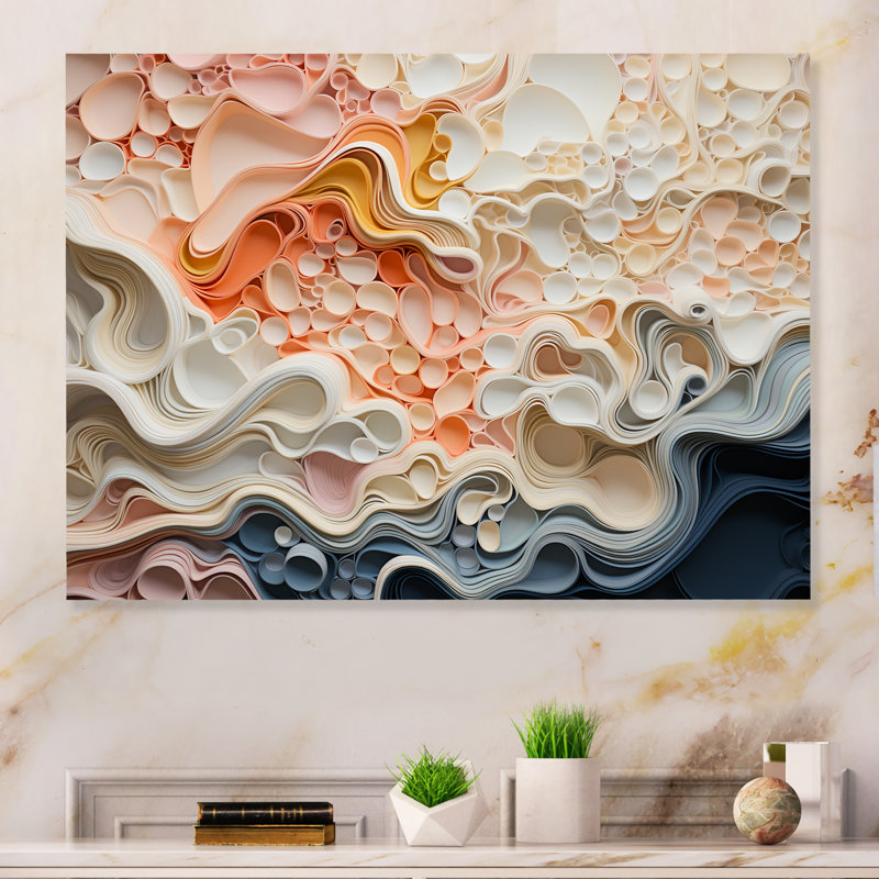 Beige And Orange Custards Collage - Abstract Metal Wall Decor, 30" H x 40" W x 1.5" D