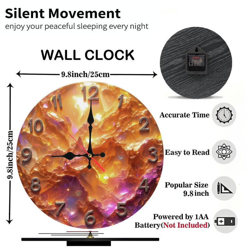 Horloge avec paysage de cristal brillant