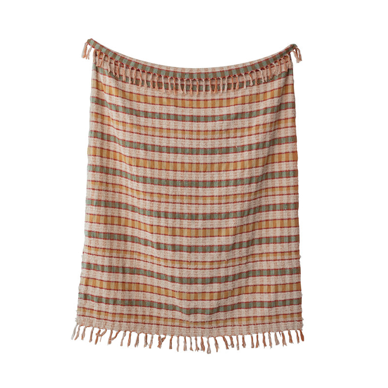 Artisan Striped Cotton Throw with Fringe