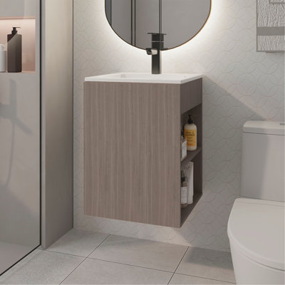 Meuble-lavabo de salle de bain, 1 porte, 3 tablettes (SANS ROBINET INCLUS)
