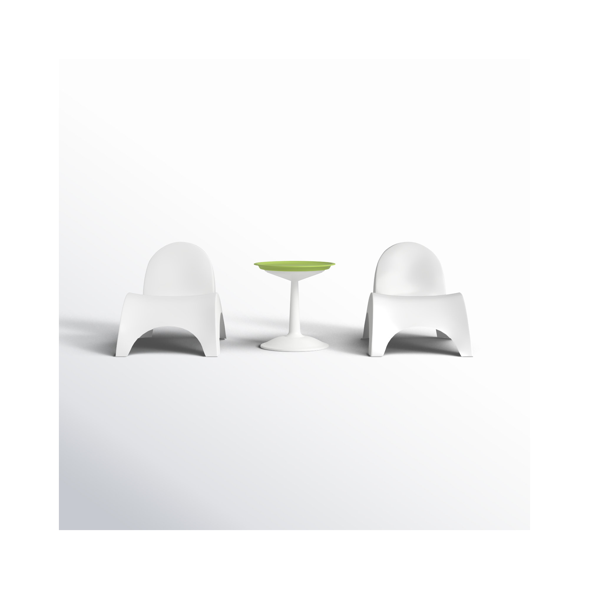 Ameswood Plastic Chaise Lounge Set with Table, White/Green