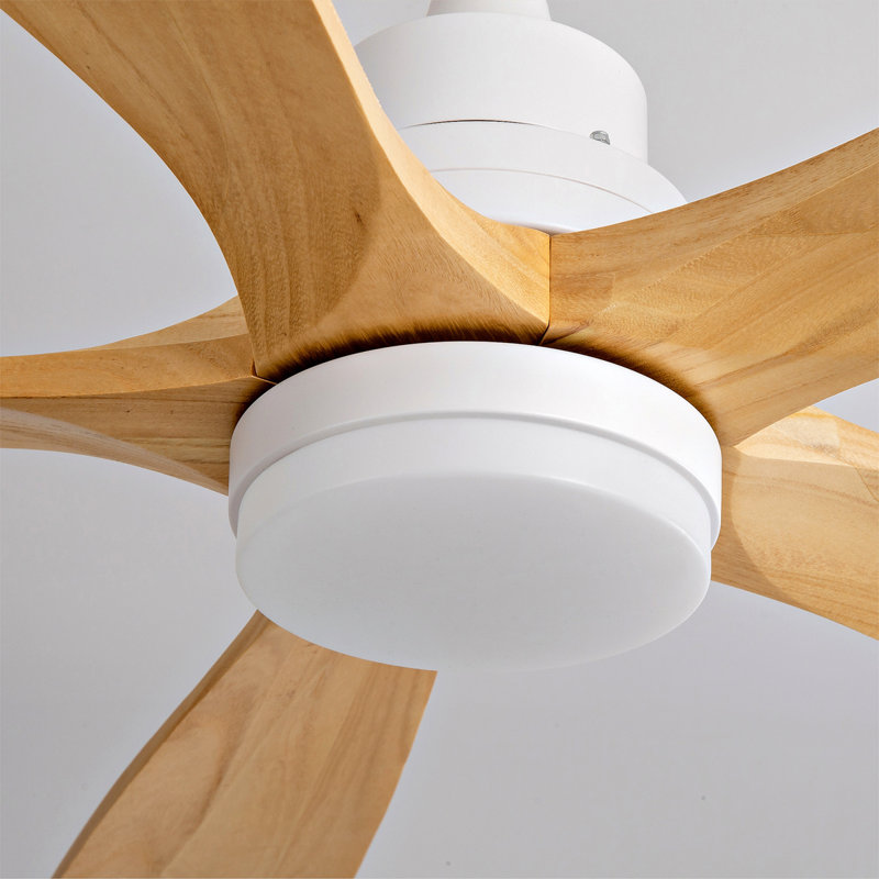 42 Inch Modern Ceiling Fans With Lights And Remote Control, 5 Solide Wood Blades, Reversible DC Motor, Oak Natural Wood