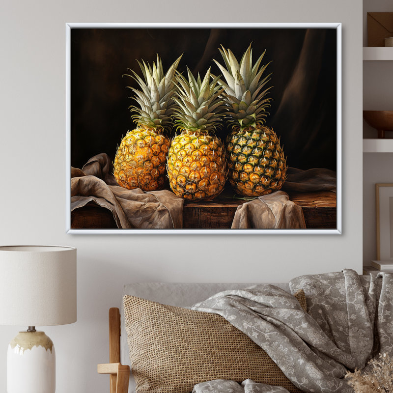 Juice Pineapple Bliss sur impression sur toile, H 12 po x l 20 po x P 1 po, Cadre flottant blanc