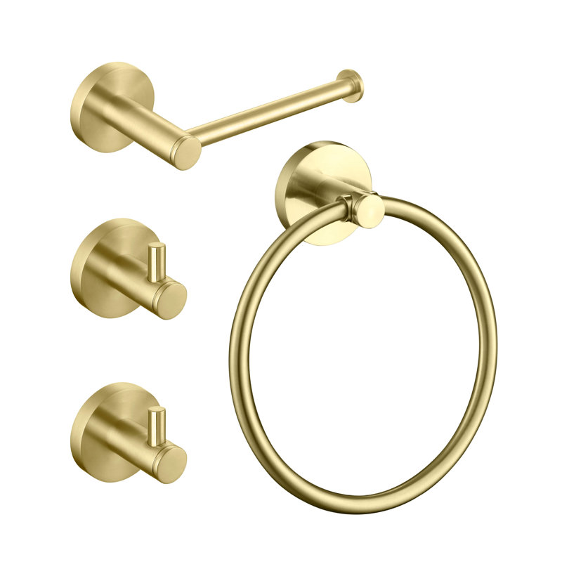 Circular 4 - Piece Bathroom Hardware Set, Or brossé