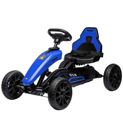 Aosom Kids Pedal Go Kart, Outdoor Ride on Toys with Swing Axle, Adjustable Seat, Handbrake, 4 Shock-Absorbing Wheels, Gift for Boys and Girls Aged 3-8 Years Old, Blue