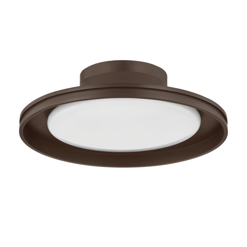 Bronze and Opal Glass 14.75" LED Flush Mount Light