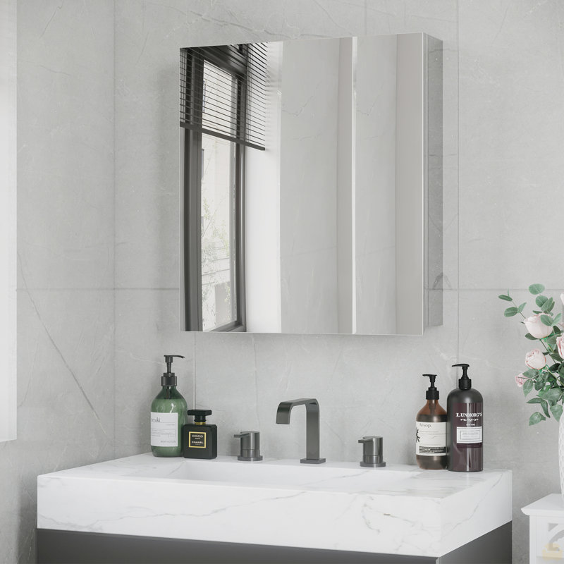 Miroir de salle de bain avec tablettes de rangement, armoire murale de salle de bain