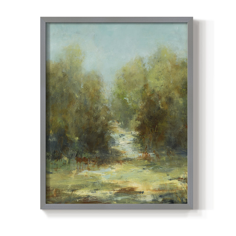 «A Walk in the Woods», reproduction encadrée - bois massif, Gris