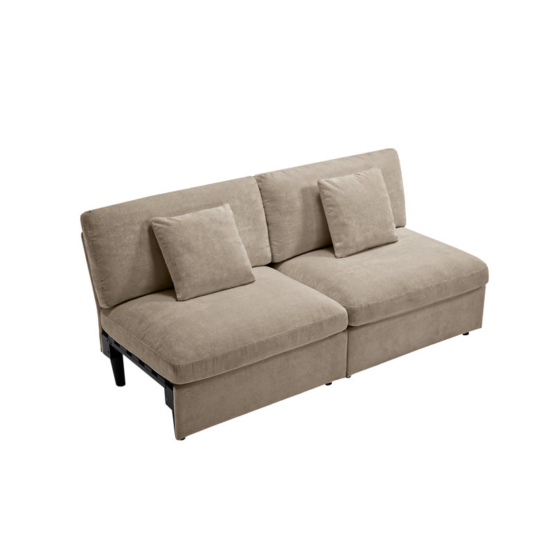 Canapé modulaire sans accoudoirs 2 pièces 72,8 po, Kaki