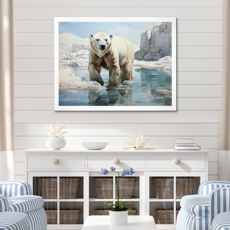 " White Teal Iceberg Pristine Solitude ", H 30 po x l 40 po x P 1,5 po, Cadre simple blanc