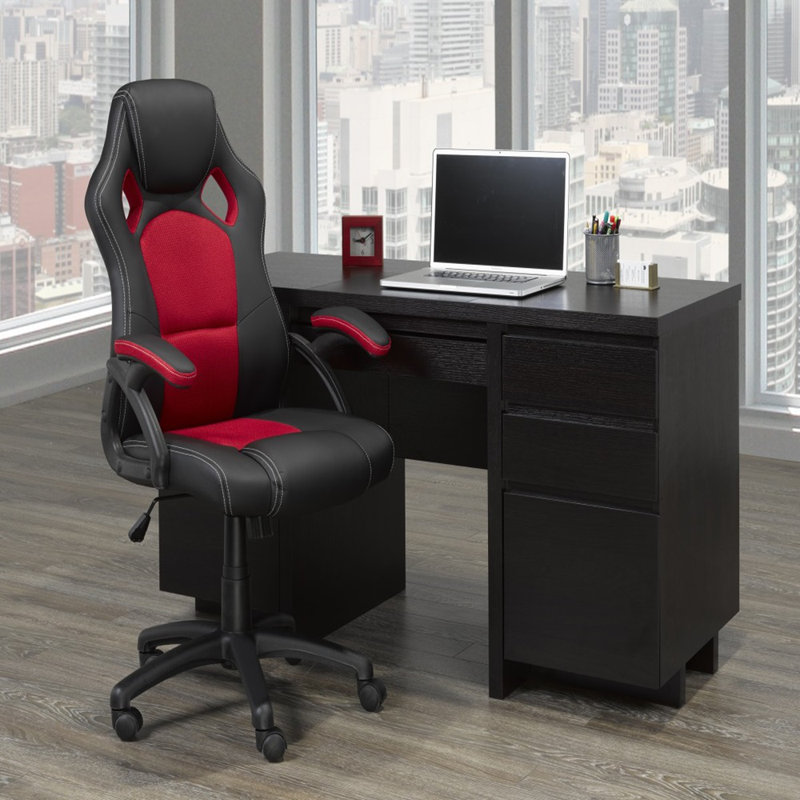 Fauteuil de jeu et de course pivotant Inbox Zero, Noir / rouge
