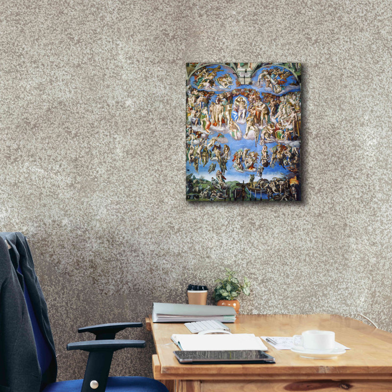 «The Last Judgement» par Michelangelo, art mural sur toile, H 24 po x l 20 po x P 0,75 po