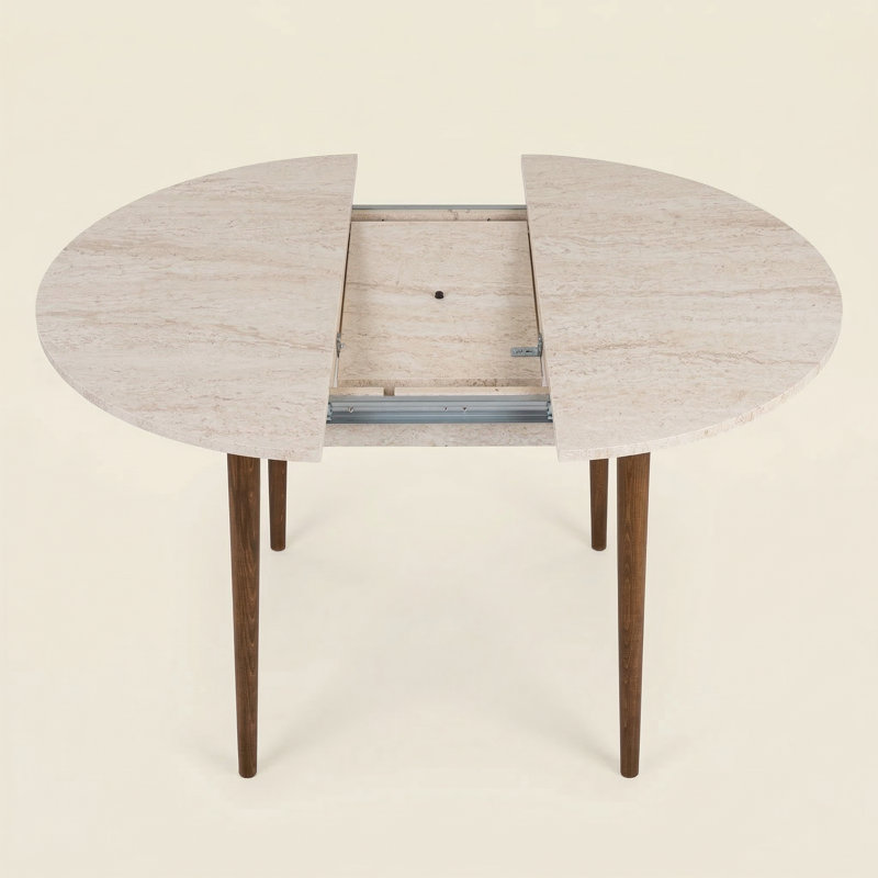 Table de salle à manger Everett, Chêne, Travertin