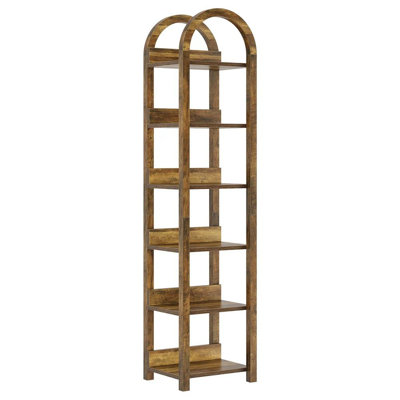 Storage Rack,6-Tier Bookshelf,Slim Arched Bookcase