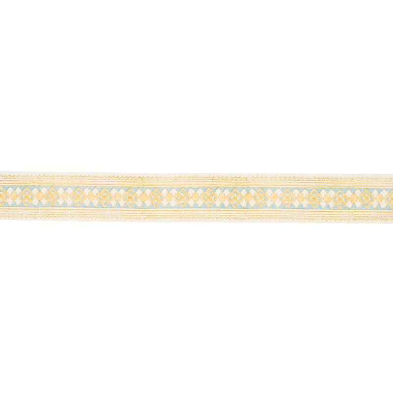 Amira Hand Block Printed Tape, Sand/Gray