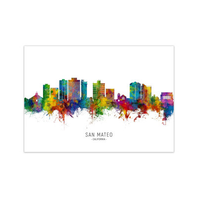 San Mateo California Skyline by Michael Tompsett - Print