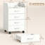 4-Drawer File Cabinet with Lockable Wheels, White