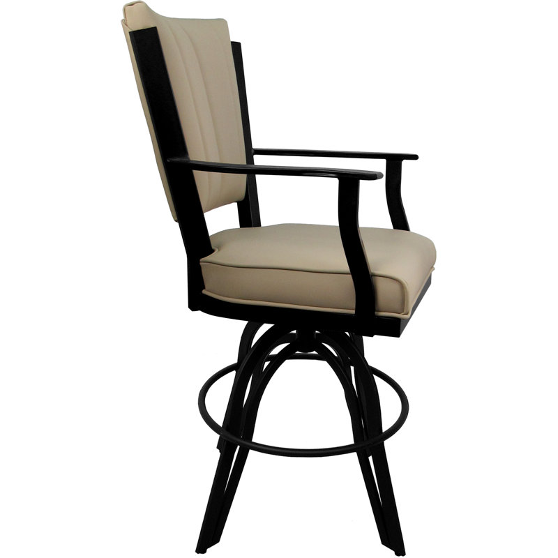 Tabouret de comptoir pivotant en cuir en métal - Siège de 26 po, Black, Tan, Bar Stool (30" Seat Height)