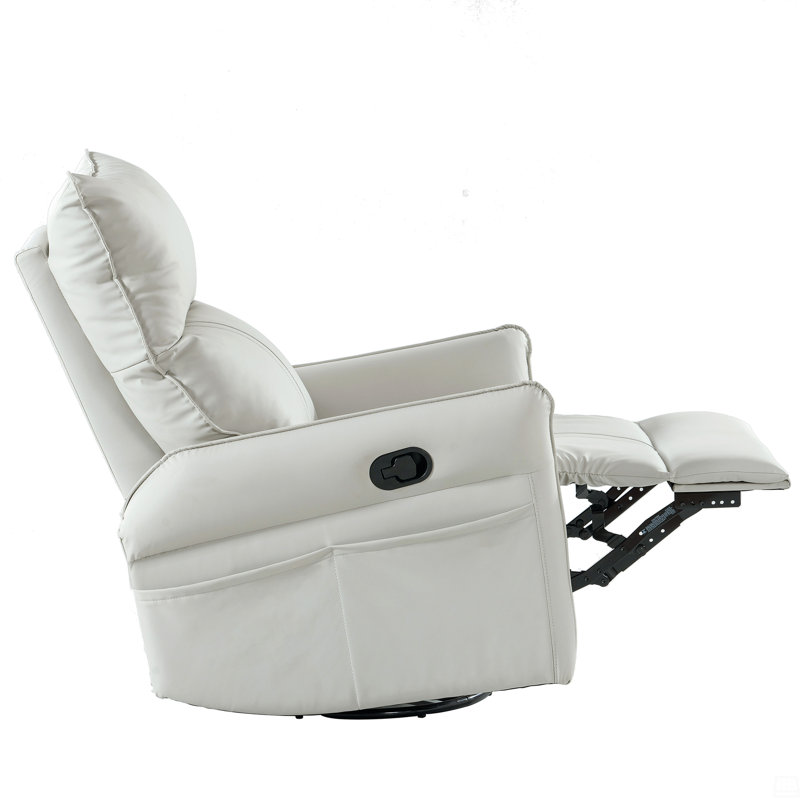 Tyvan Faux Leather Recliner, White, Manual