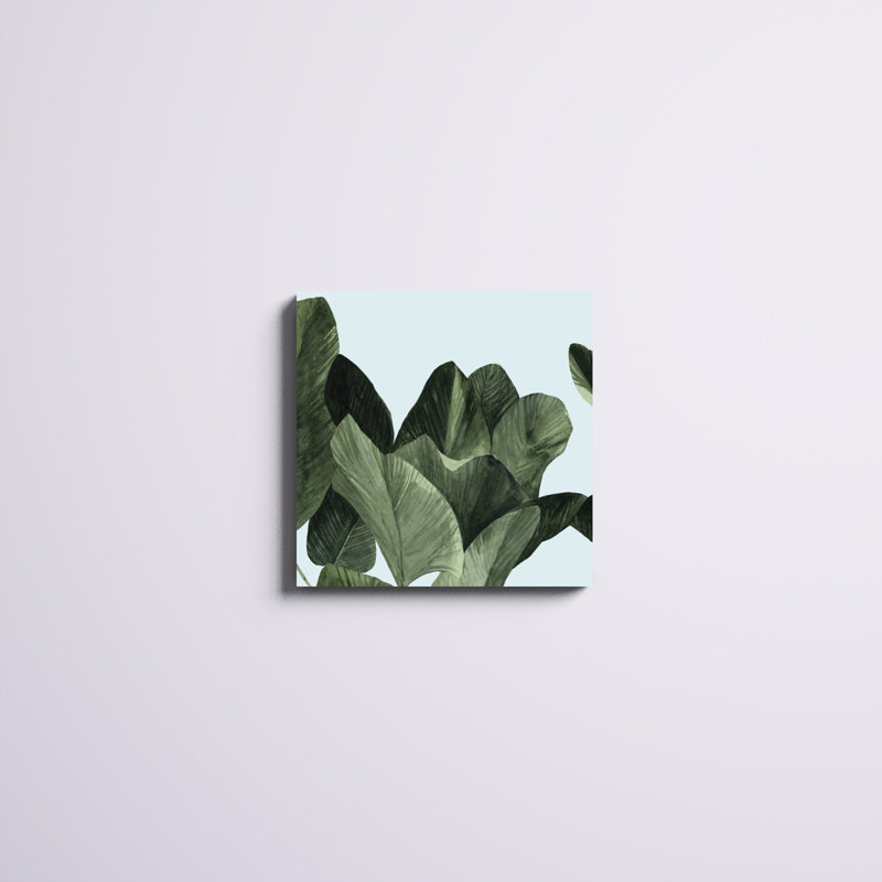 «Celadon Palms I», peinture sur toile tendue, H 20 po x l 20 po