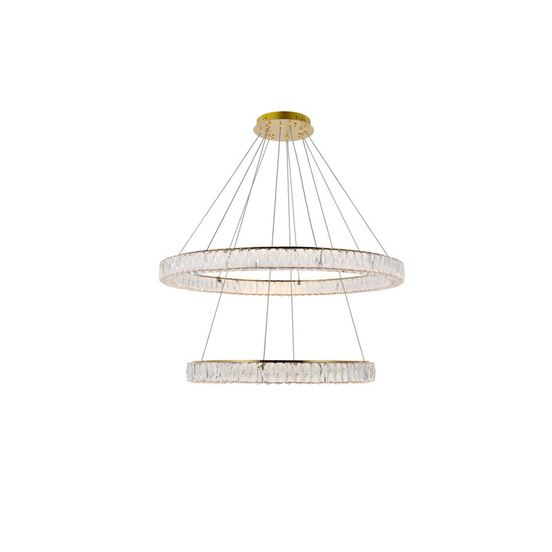 Lustre ovale en cristal 2 lumières Steveson, H 10,9 po x l 42 po x P 42 po, Or
