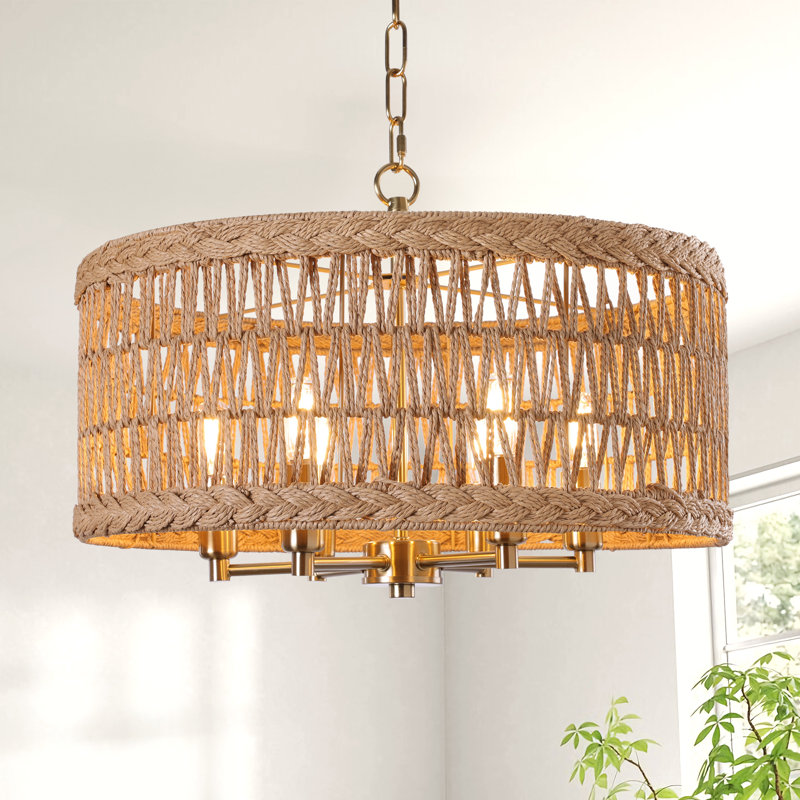 Lustre tambour 6 lumières Beatric, Doré