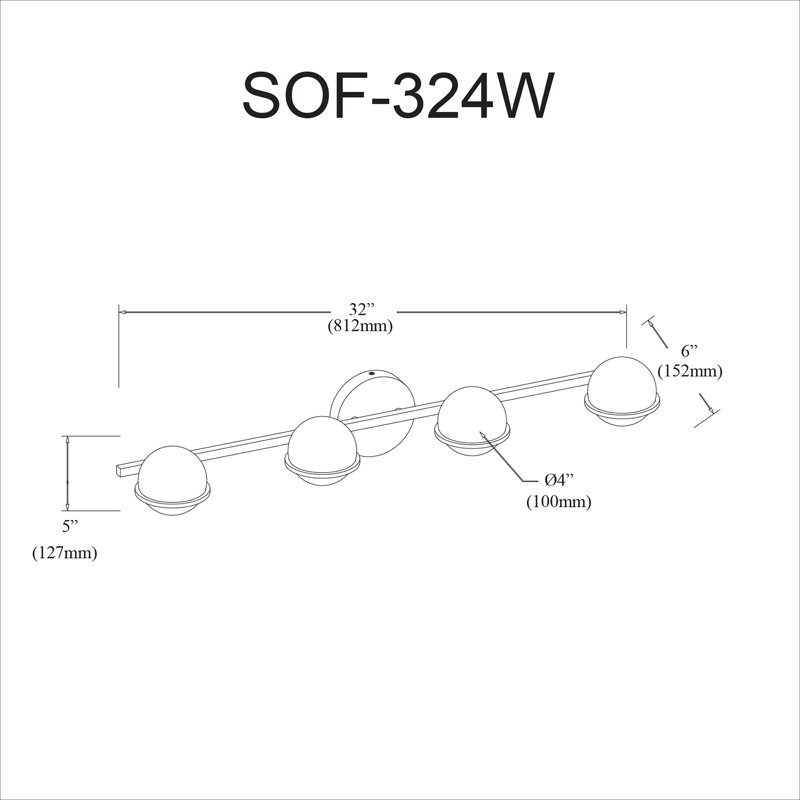 Sofia 4 Light Bath Bar, Matte Black