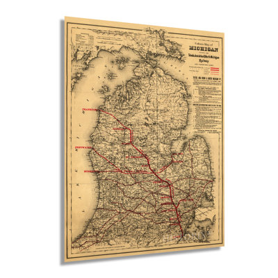 1886 Michigan Map, affiche sur papier