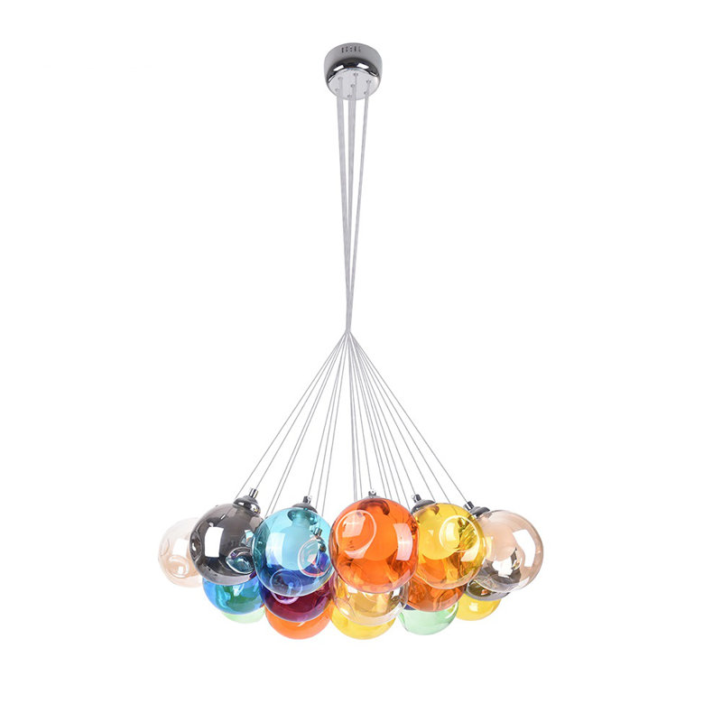 Zahra Modern Colorful 25-Light Bubble Globe Glass Chandelier Cluster Pendant