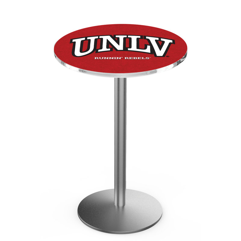 Round Metal Base Dining Table, Stainless Steel, University of Nevada Las Vegas